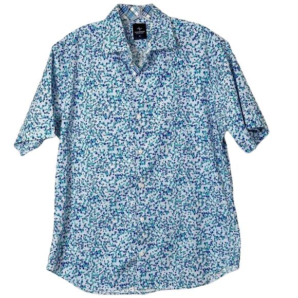 Tailorbyrd Collection Men's Geometric Print Button Down Shirt Blue Size Medium - Picture 1 of 11